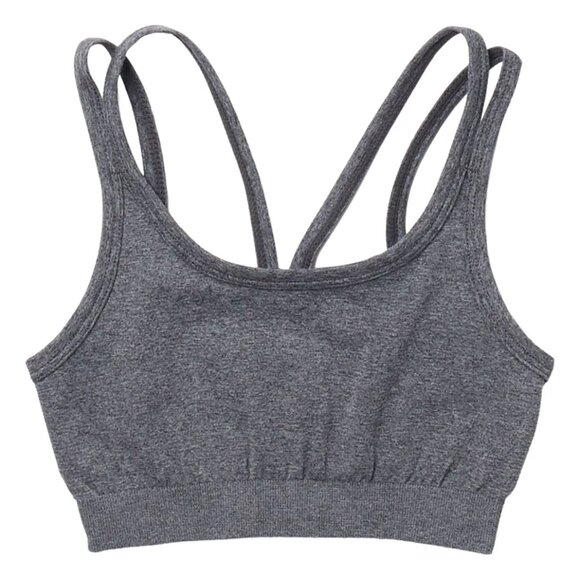 NEW Z By Zella Melange Seamless Heather Strappy Trinity Cropped Top Sports Bra 7 - Picture 1 of 3